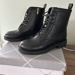 Xappeal Dion Black Faux Leather Combat Boots as worn by Melania Trump Size 9